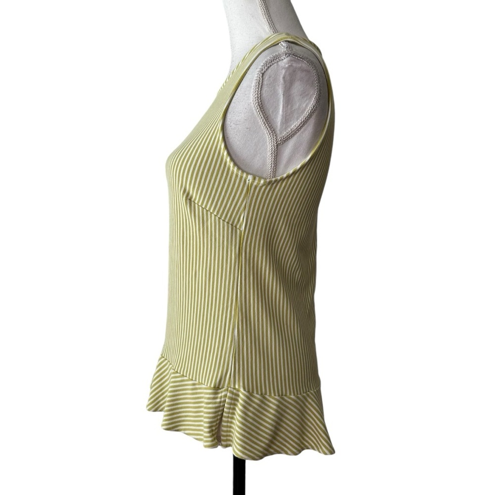 Ann Taylor Sleeveless Peplum Jersey Knit Top Women’s SZ Small Green White Stripe - Picture 3 of 7